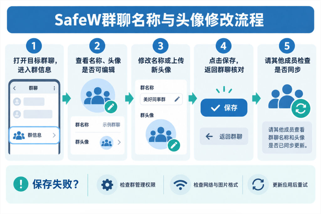 SafeW群聊名称和头像怎么修改
